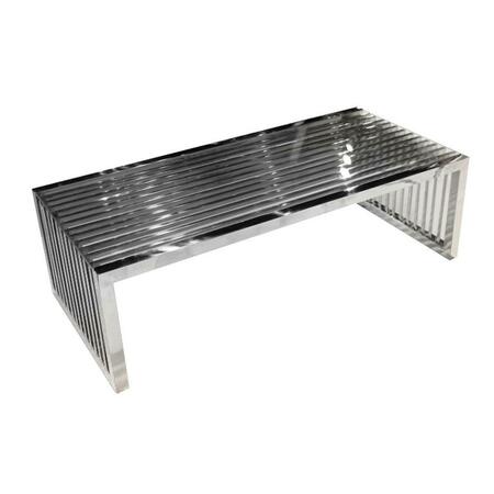 DIAMOND SOFA Soho Rectangular Stainless Steel Cocktail Table with Clear Tempered Glass Top SOHOCTST